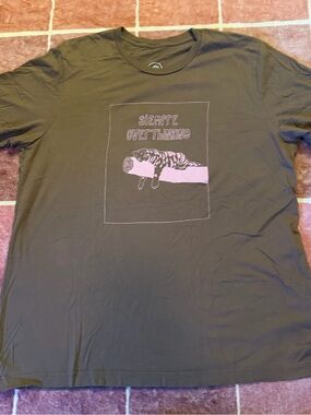 Overthinking Relaxed Brown Short Sleeve Tee with Pink Graphic